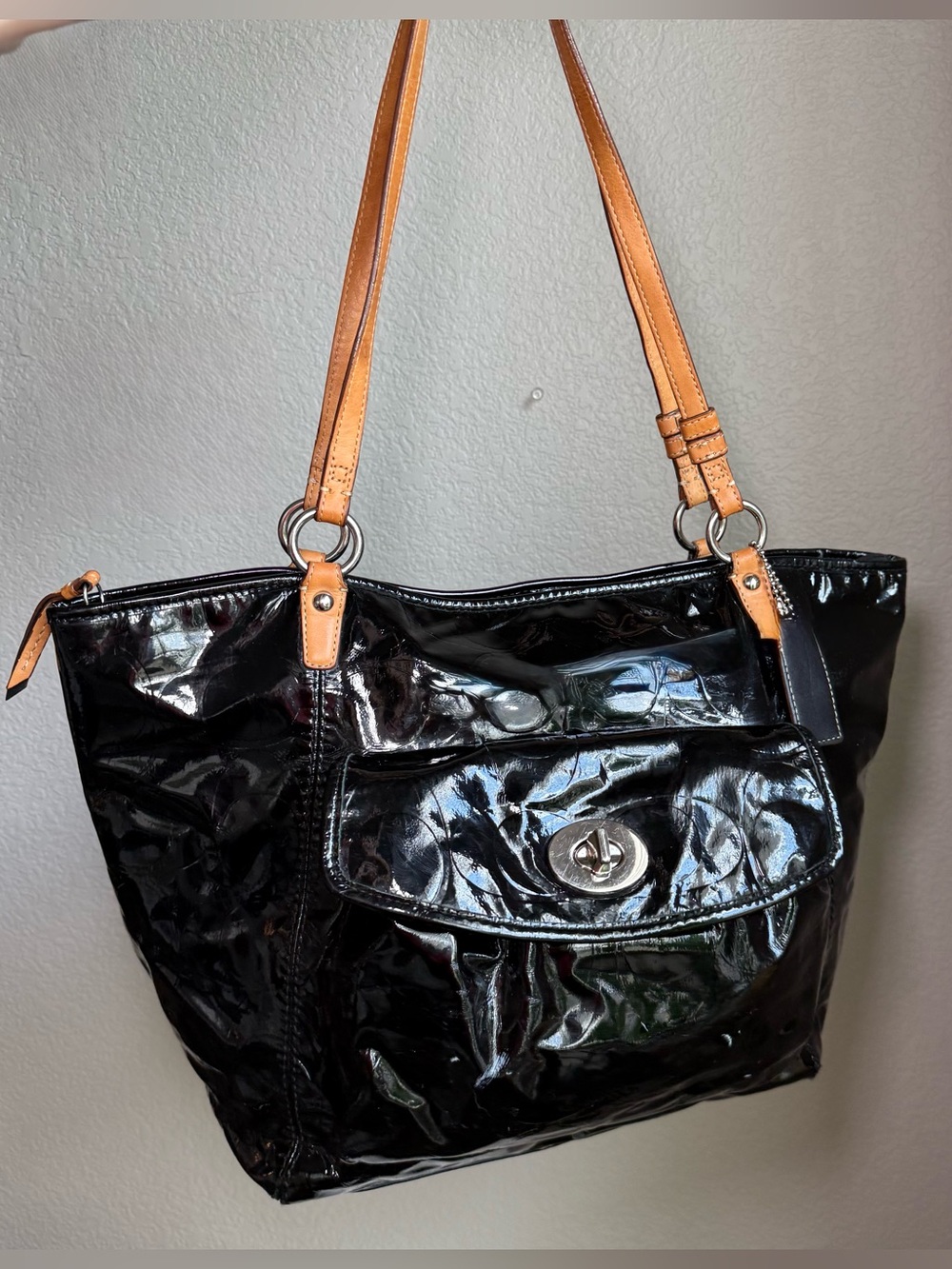 Coach Leah Embossed Patent Leather Tote Style F14882